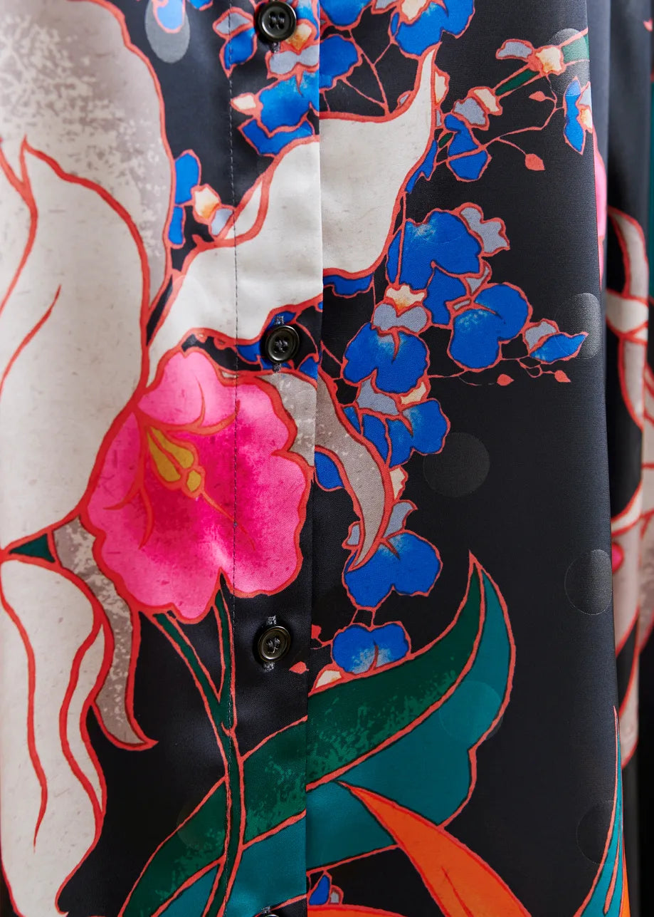 Oversized Shirt with Floral Print