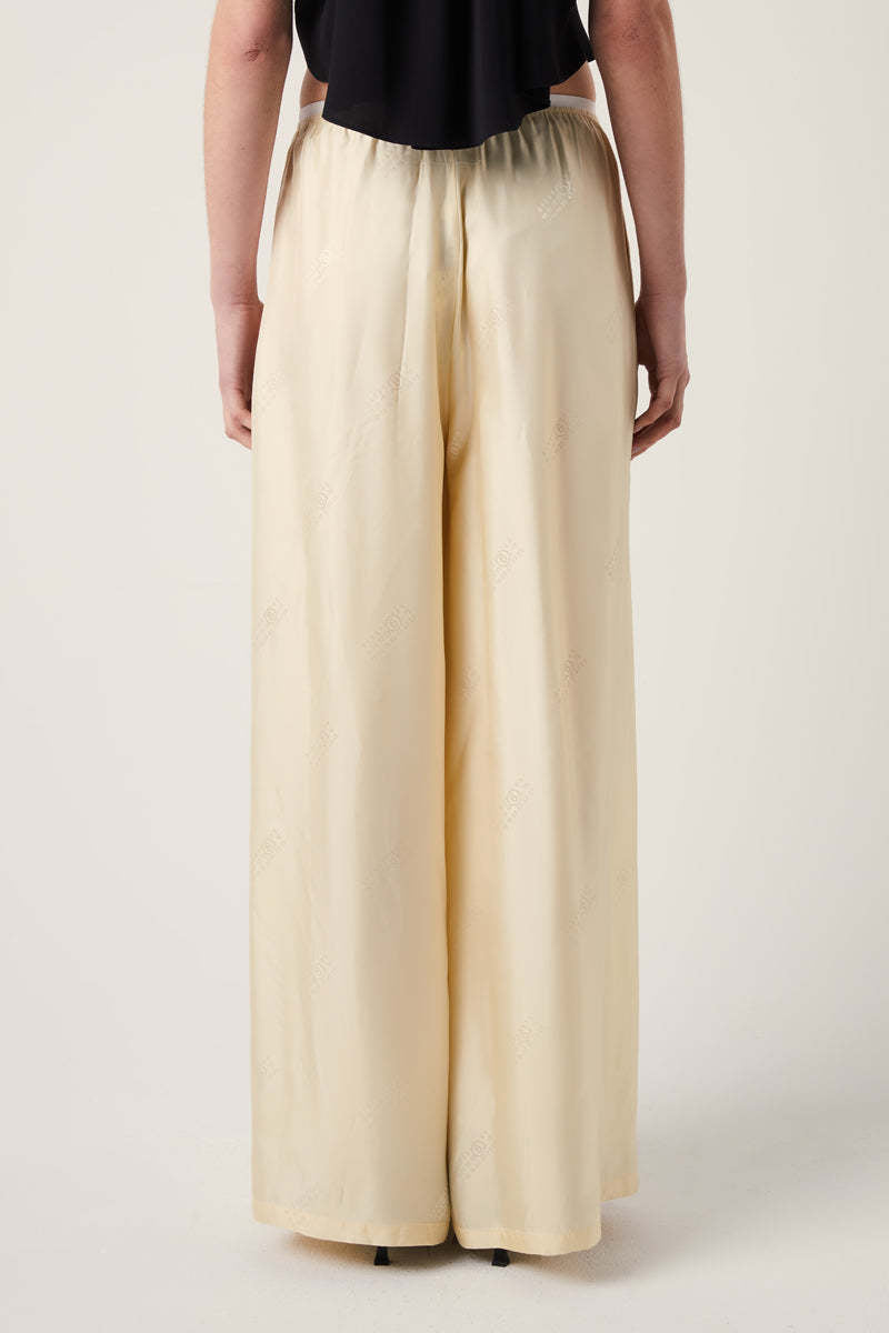 CREAM SATIN PANTS - MM6