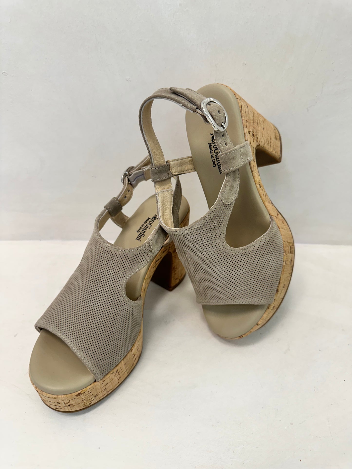 PLATFORM SANDAL WITH CORK HEEL SAND-NERO GIARDINI