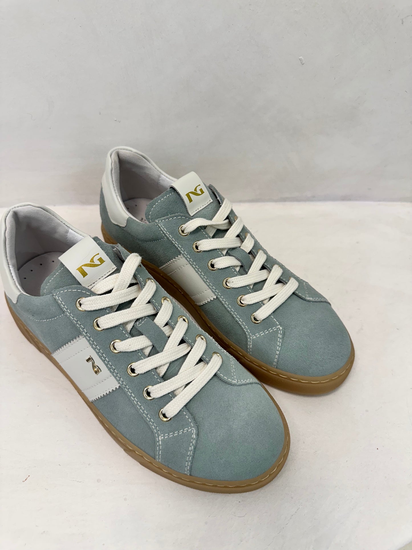 TEAL SUEDE GUMSOLE SNEAKER - NERO GIARDINI