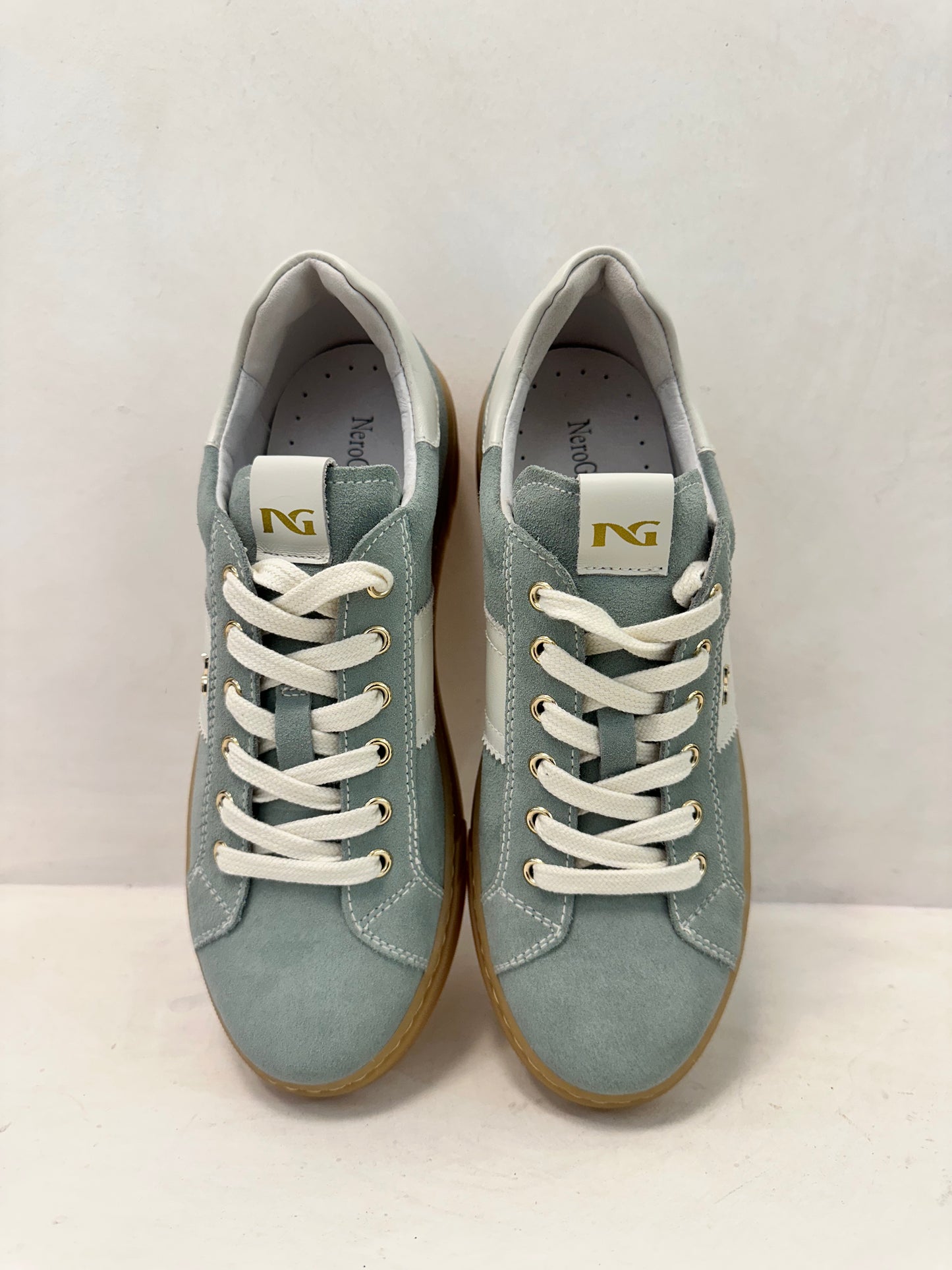 TEAL SUEDE GUMSOLE SNEAKER - NERO GIARDINI