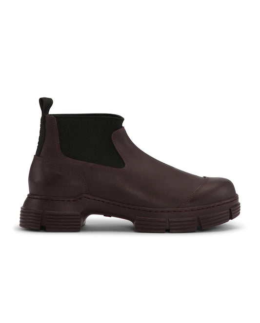 RECYCLED RUBBER BOOT BURGUNDY - GANNI