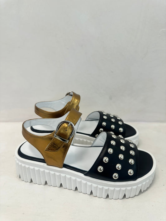 NAPPO NERO BLACK STUD SANDAL - MARCO MOREO