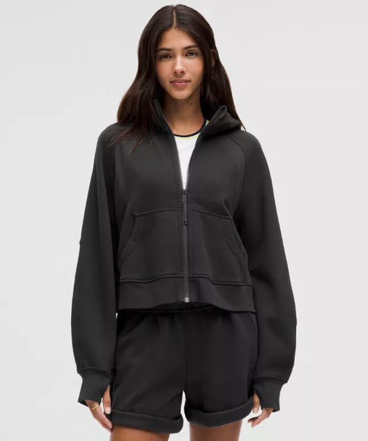 Scuba overSized full zip hoodie- black