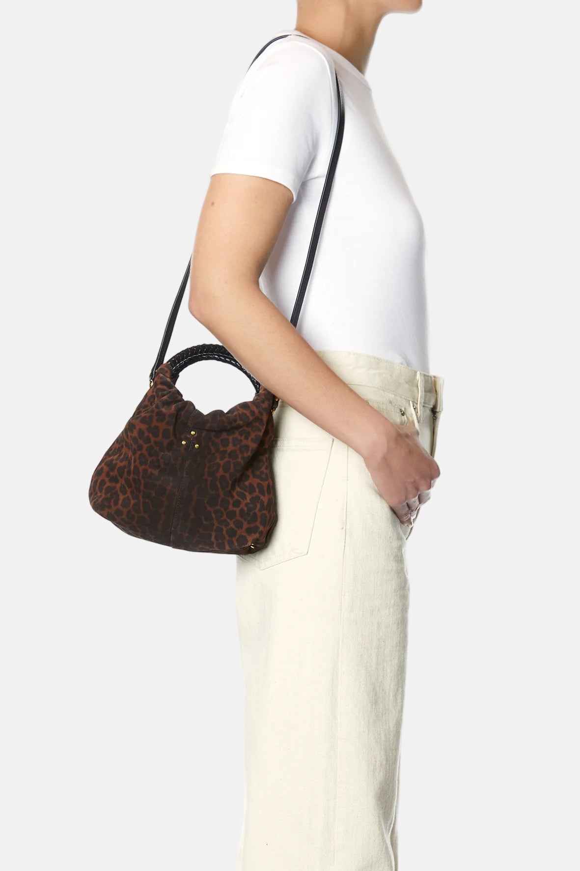 Gordi S Split Suede Leopard bag