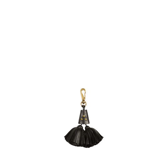 Pompon Twin in Noir Brass Lambskin