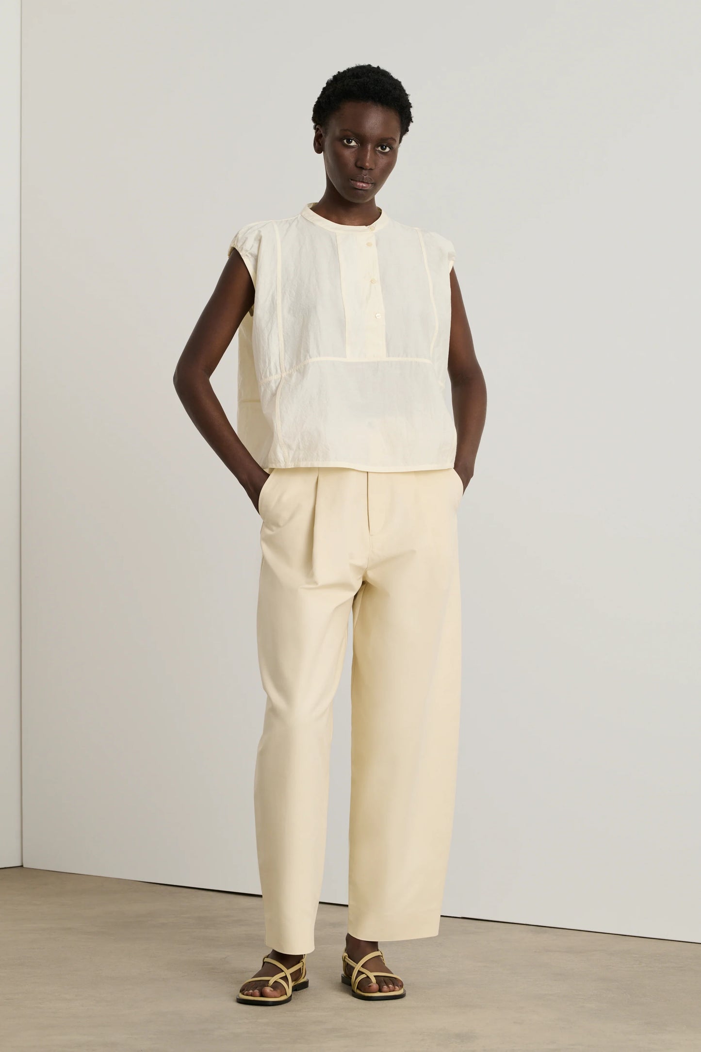 DANUBE SLEEVELESS BLOUSE - CREAM - SOEUR