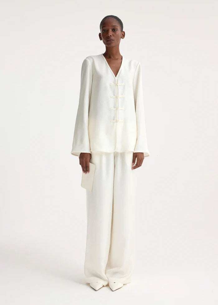 MANDARIN SILK TOP - CREAM - ROHE