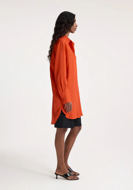 ELONGATED SILK SHIRT - BURNT ORANGE - ROHE