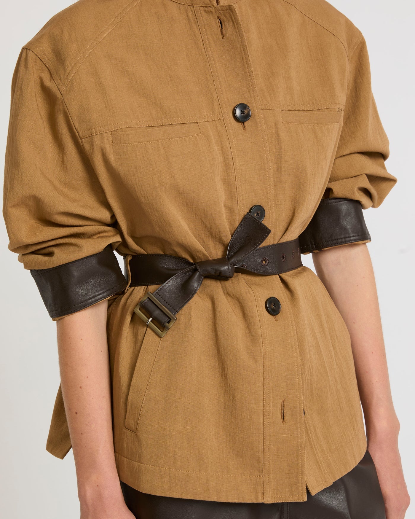BELTED LINEN JACKET IN MALT - YVES SALOMON