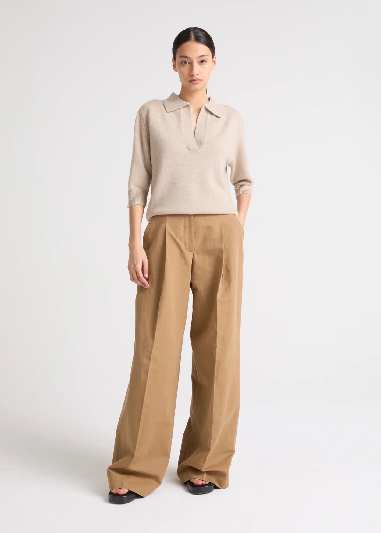 HIGH WAISTED PANTS IN MALT - YVES SALOMON
