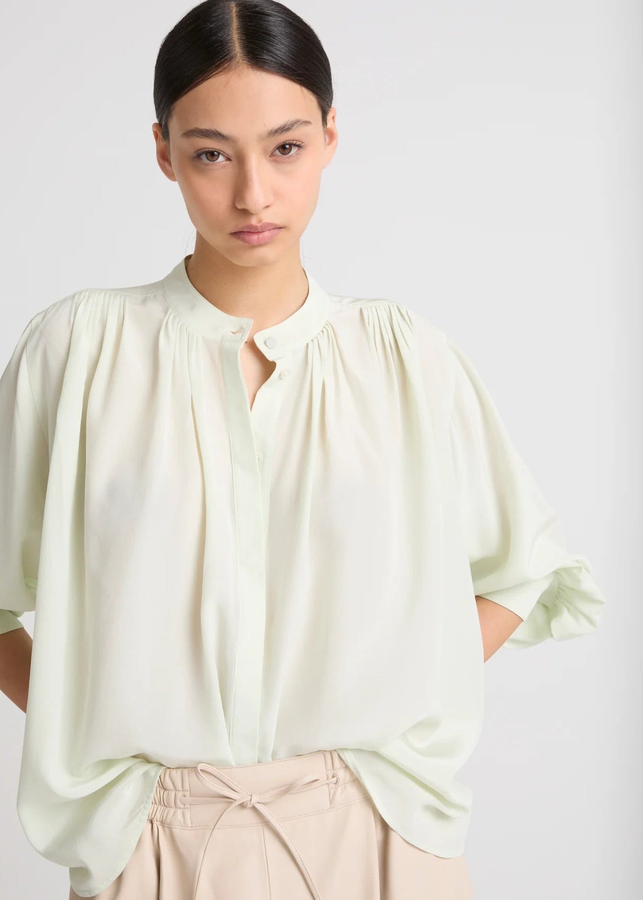 BLOUSE IN MIST GREEN - YVES SALOMON