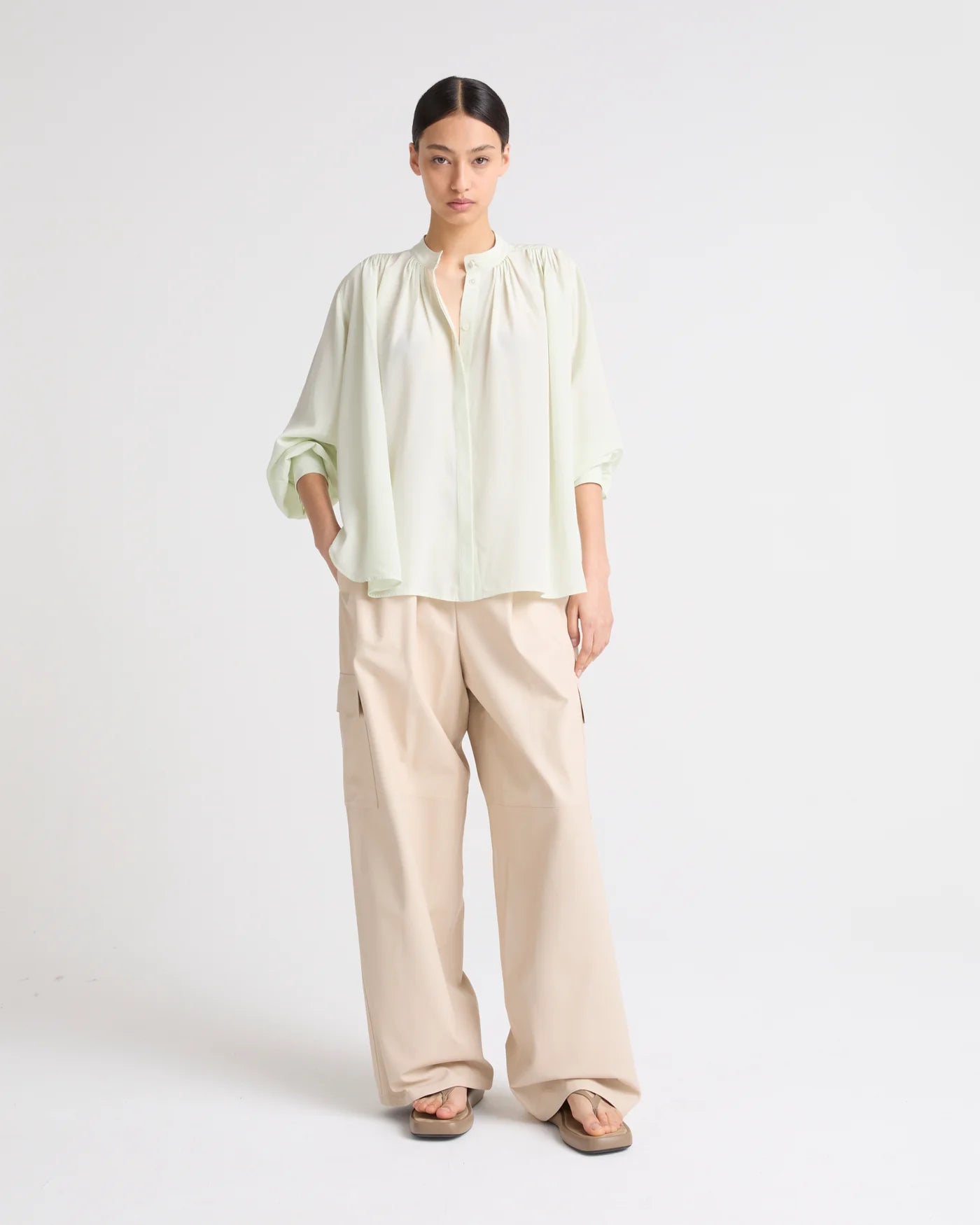 BLOUSE IN MIST GREEN - YVES SALOMON