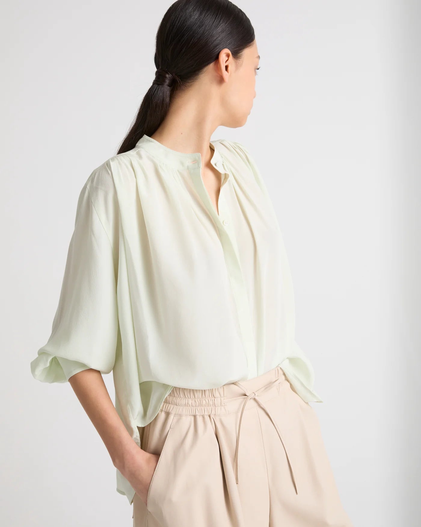 BLOUSE IN MIST GREEN - YVES SALOMON