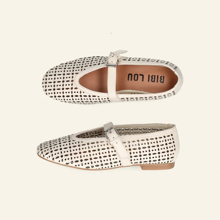 MAIA BALLET SHOE - CREAM LEATHER - BIBI LOU