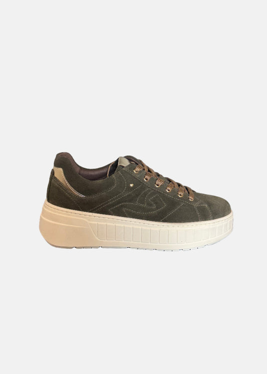 Platform Suede Sneakers in Khaki