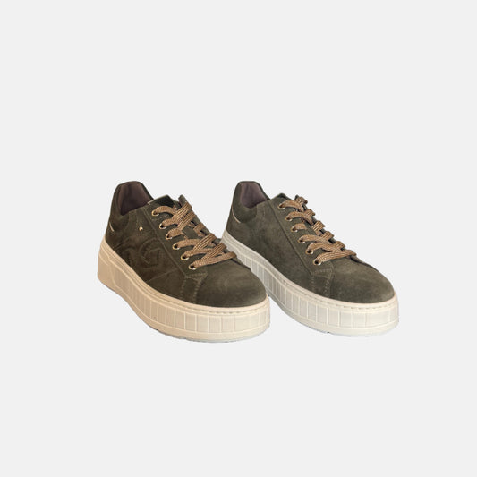 Platform Suede Sneakers in Khaki