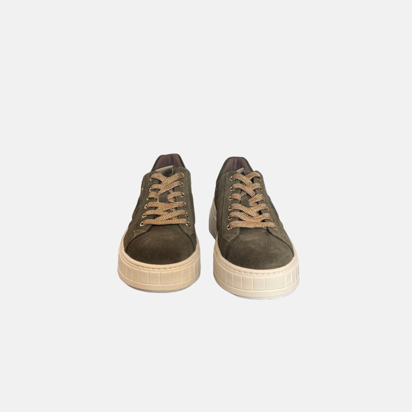 Platform Suede Sneakers in Khaki