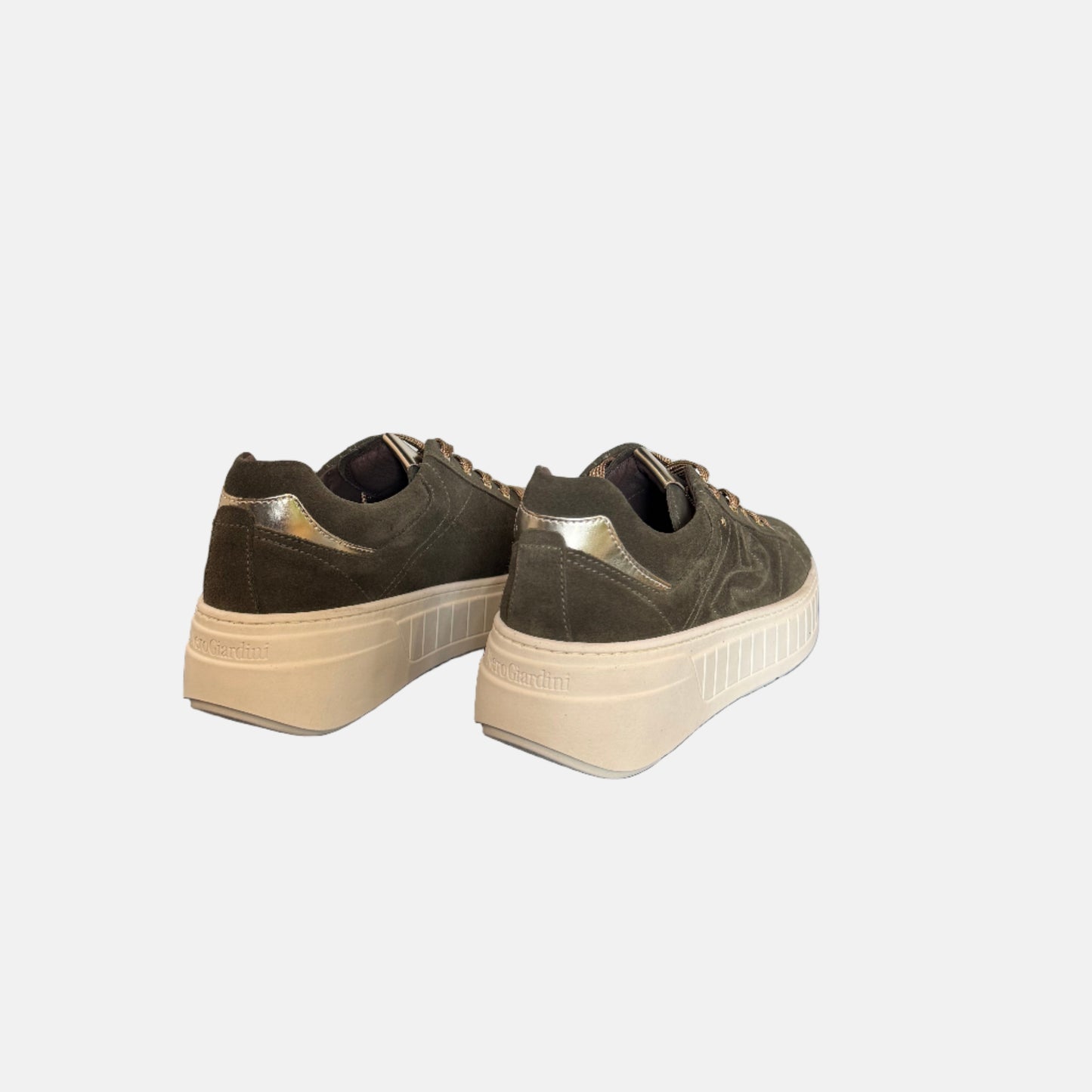 Platform Suede Sneakers in Khaki