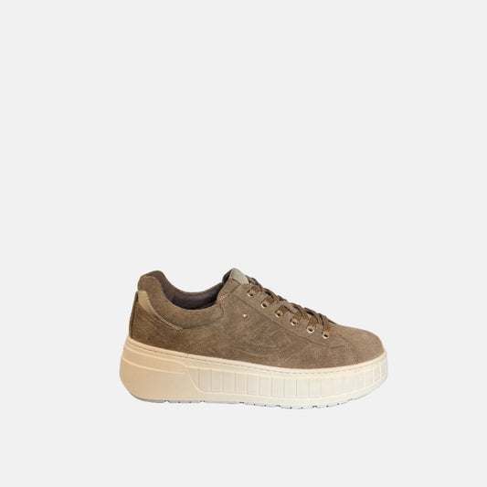 Platform Suede Sneakers in Taupe