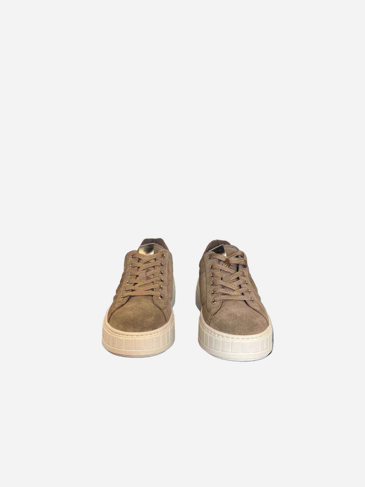 Platform Suede Sneakers in Taupe