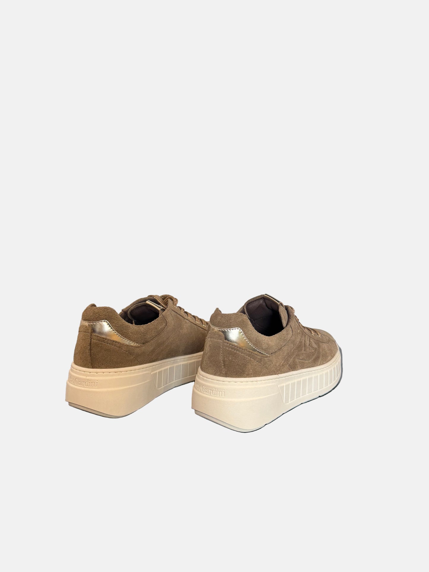 Platform Suede Sneakers in Taupe