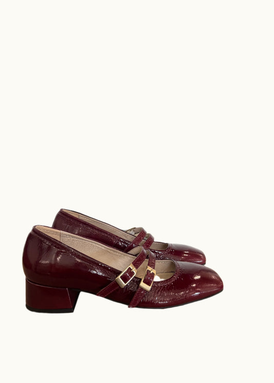 Block Heel in Burgundy
