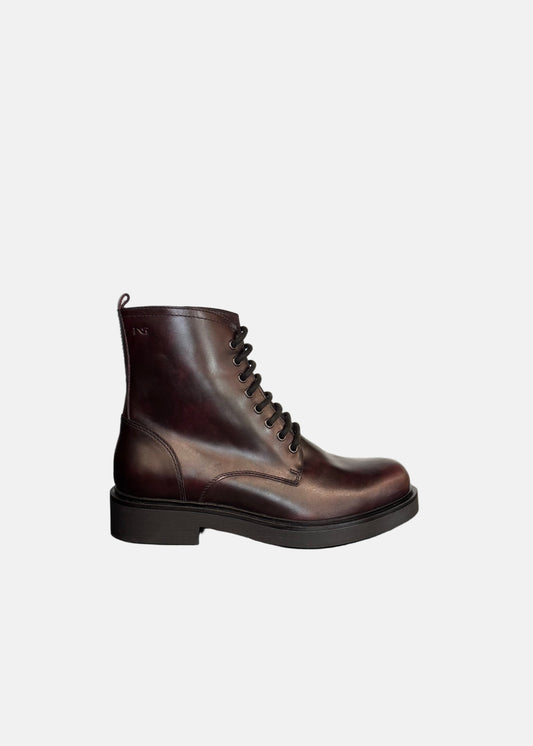 Lace Up Combat Boot in Burgundy