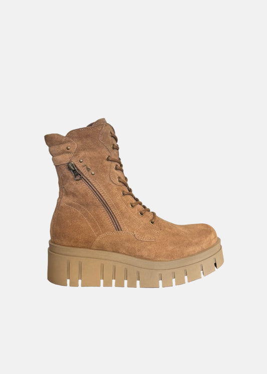 Platform Suede Lace Up Boot in Brown
