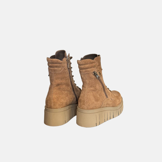Platform Suede Lace Up Boot in Brown