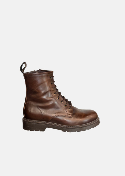 Lace Up Combat Boot in Brown