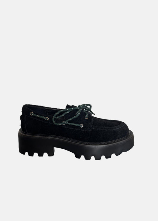 Furry Cow Suede Loafer in Black