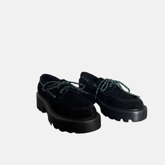 Furry Cow Suede Loafer in Black