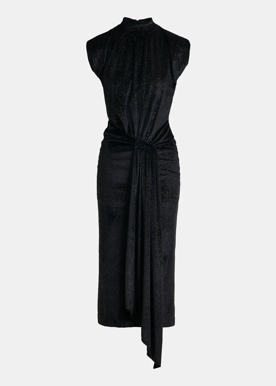 Stretch-Jersey Midi Dress in Black