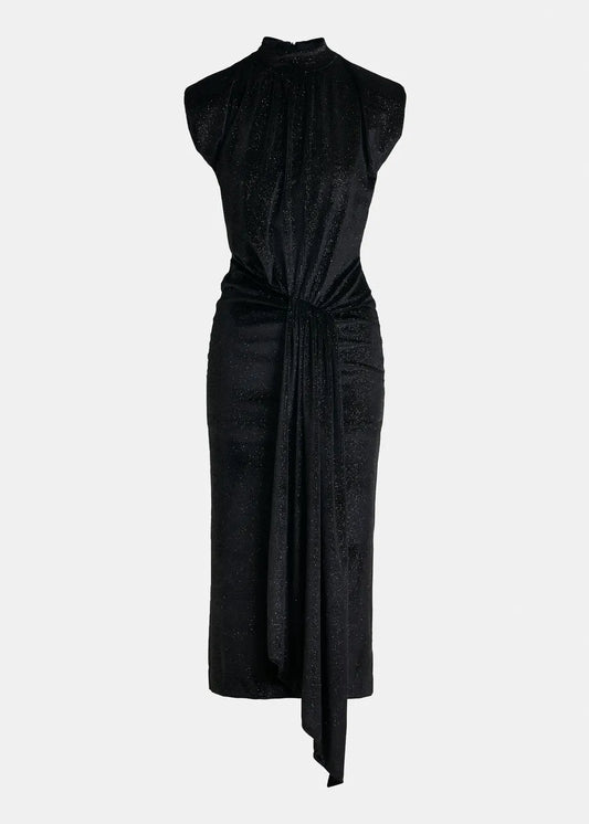 Stretch-Jersey Midi Dress in Black