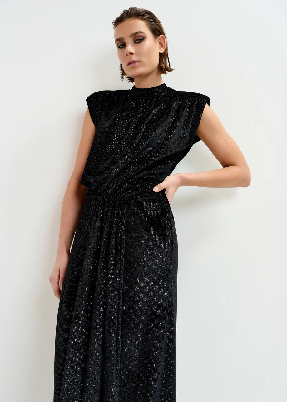 Stretch-Jersey Midi Dress in Black