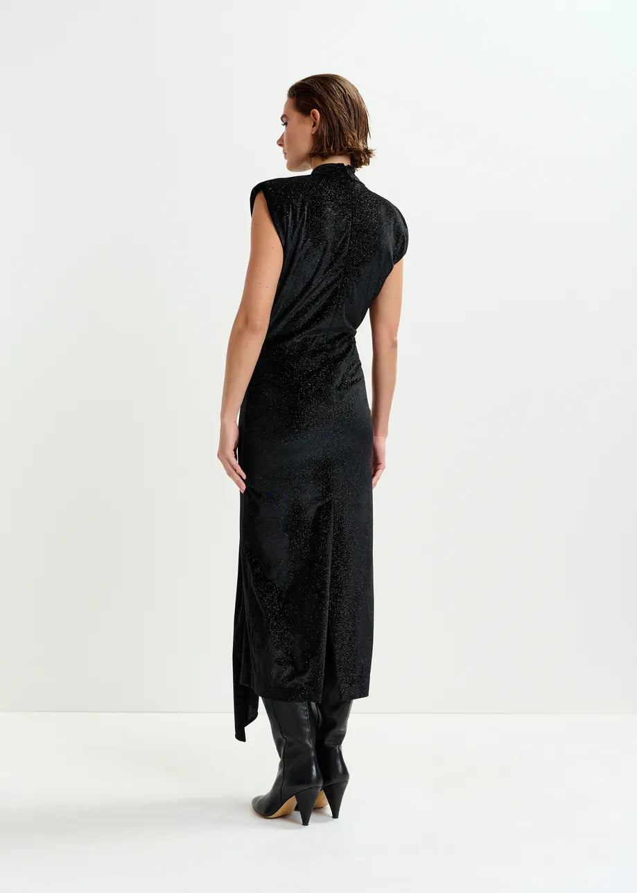 Stretch-Jersey Midi Dress in Black