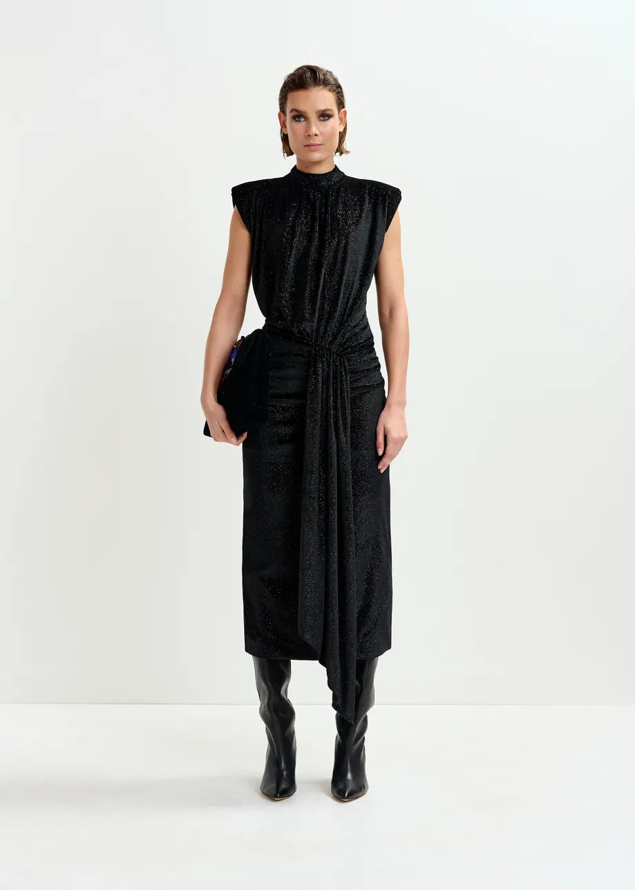 Stretch-Jersey Midi Dress in Black