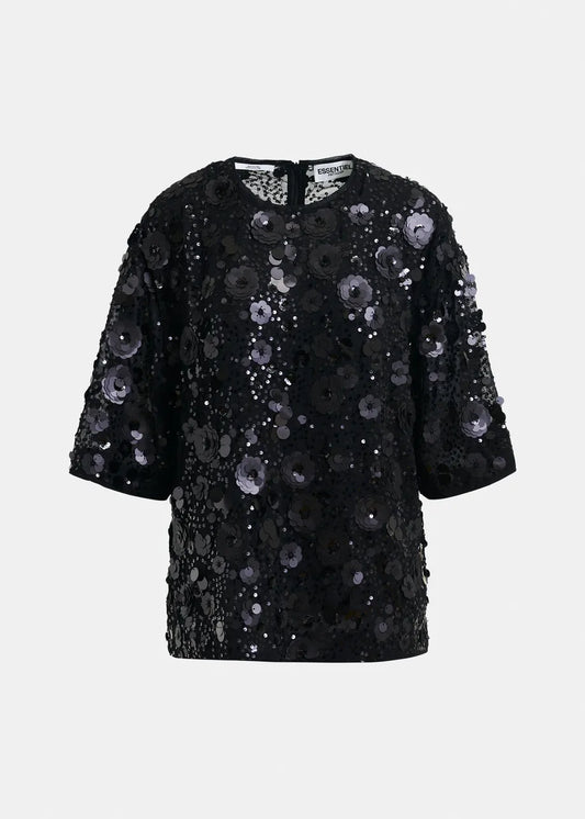 Sequin Embellished Top in Black