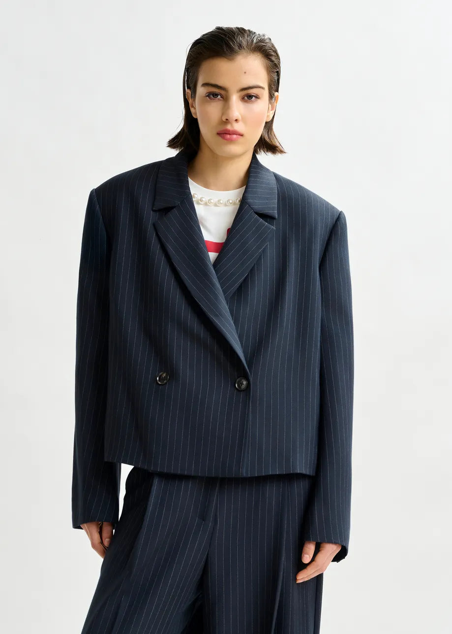 Cropped Striped Blazer