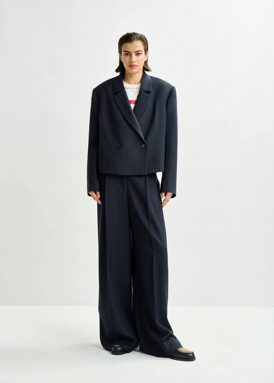 Cropped Striped Blazer