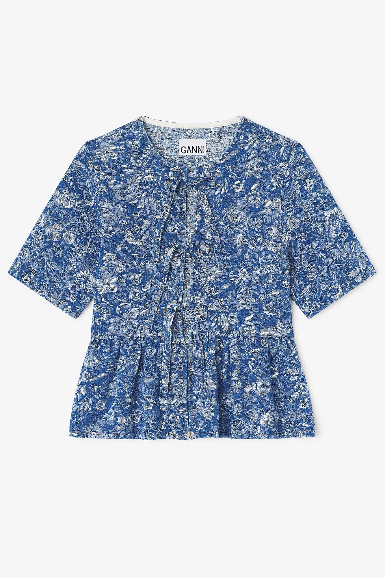 Peplum Blouse in Blue Tapestry