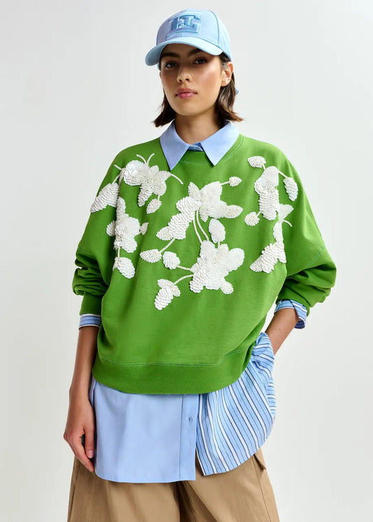 Jaga Embroidered Sweatshirt in Green