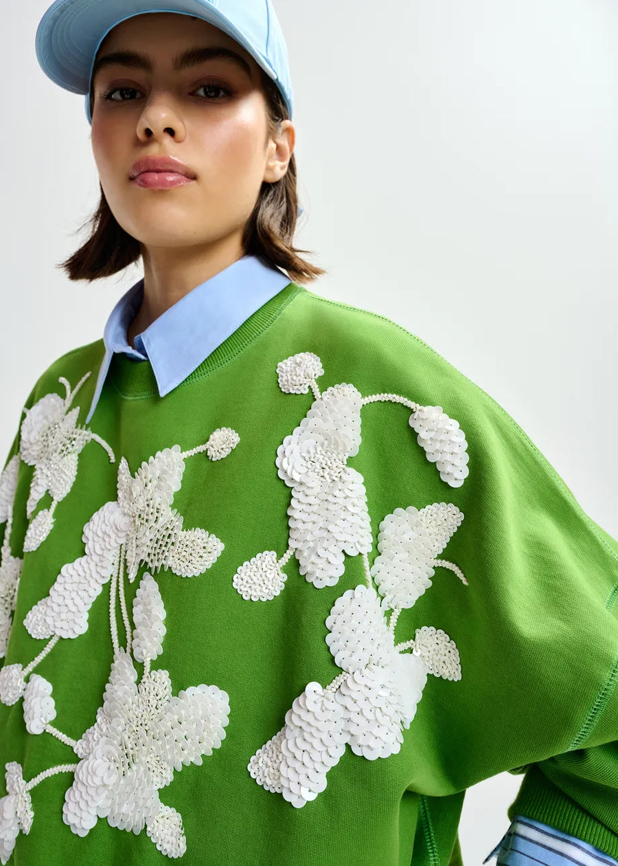 Jaga Embroidered Sweatshirt in Green