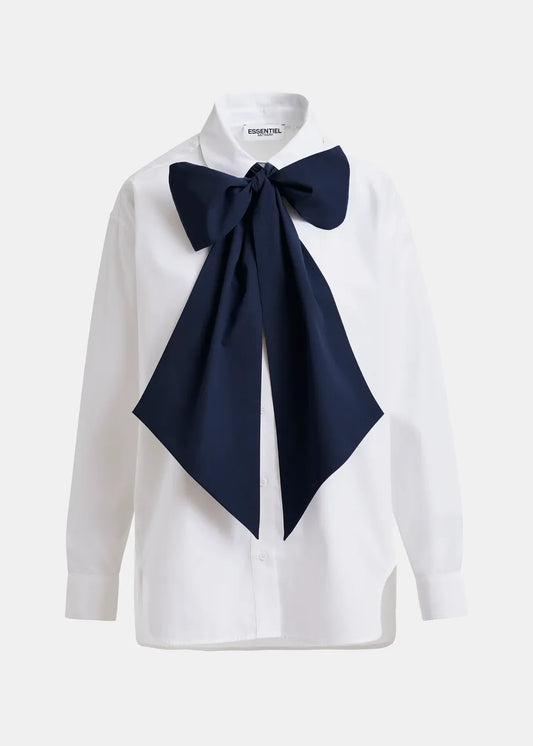 Cotton Shirt with Removeable Bow Tie in White