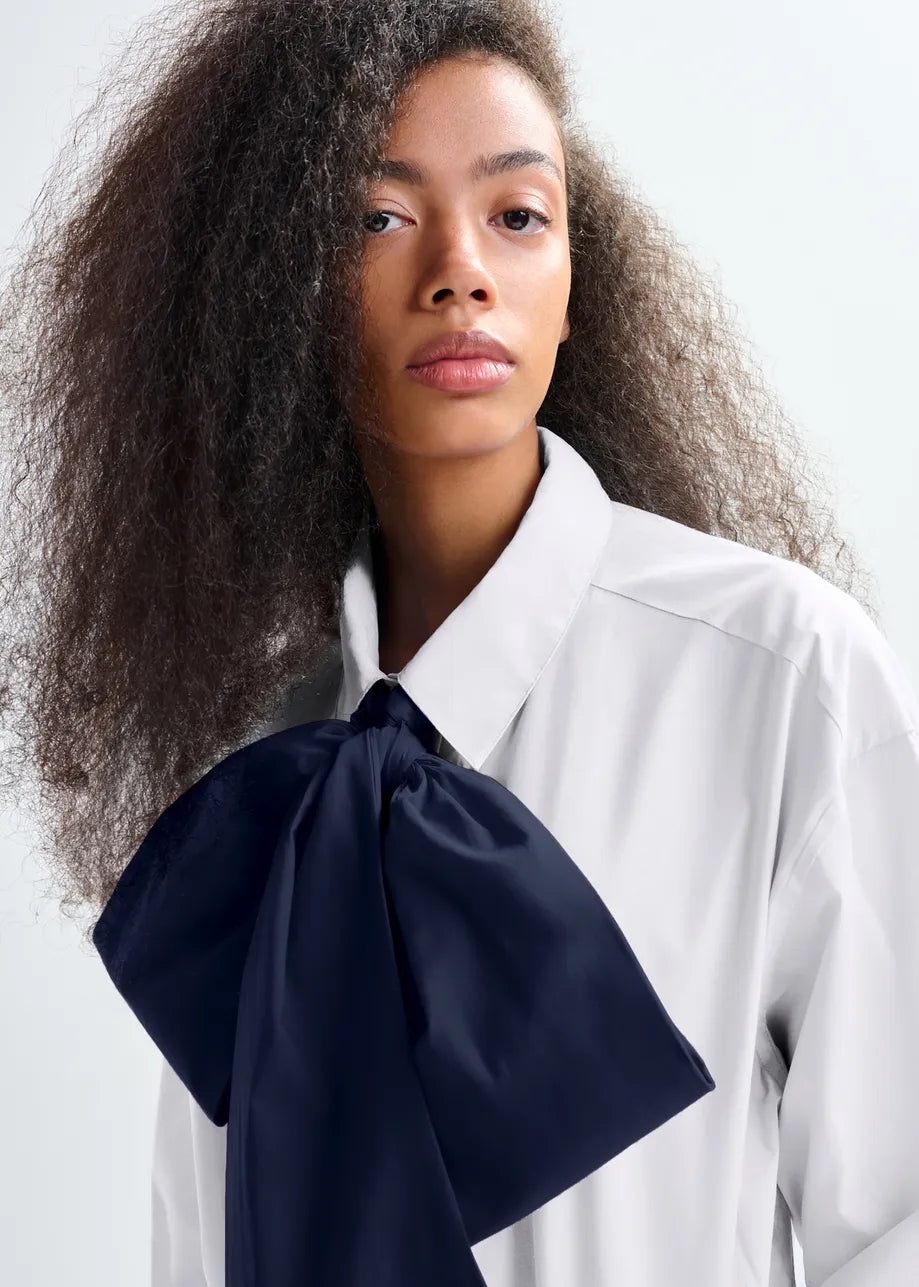 Cotton Shirt with Removeable Bow Tie in White