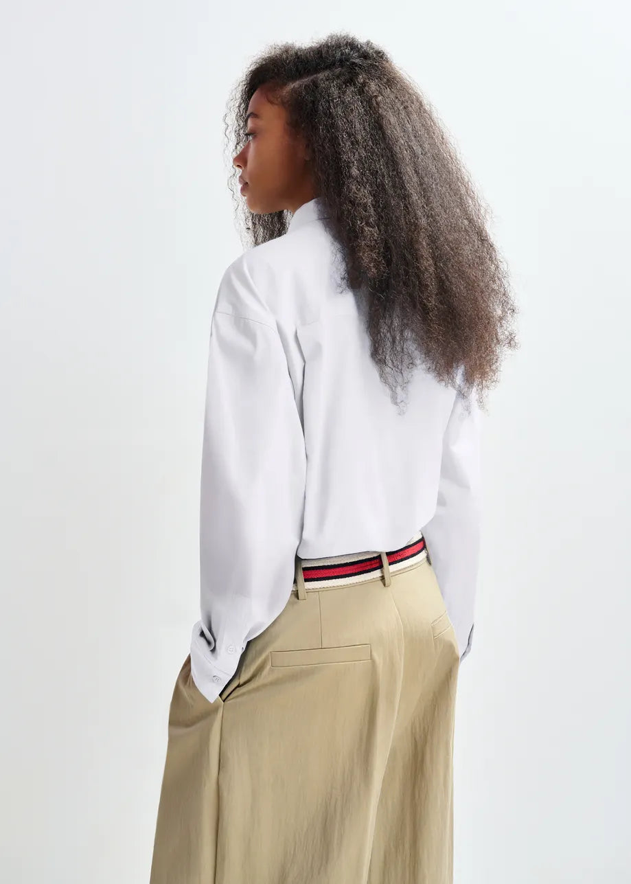 Cotton Shirt with Removeable Bow Tie in White