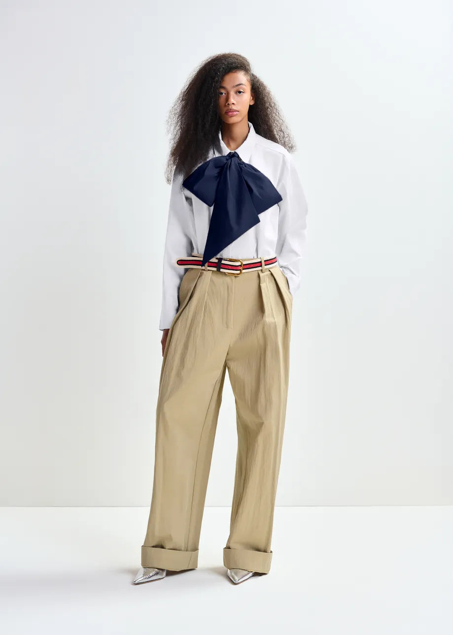 Cotton Shirt with Removeable Bow Tie in White