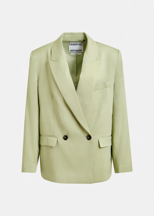 Jasione Straight-Cut Double Breasted Blazer in Light Green