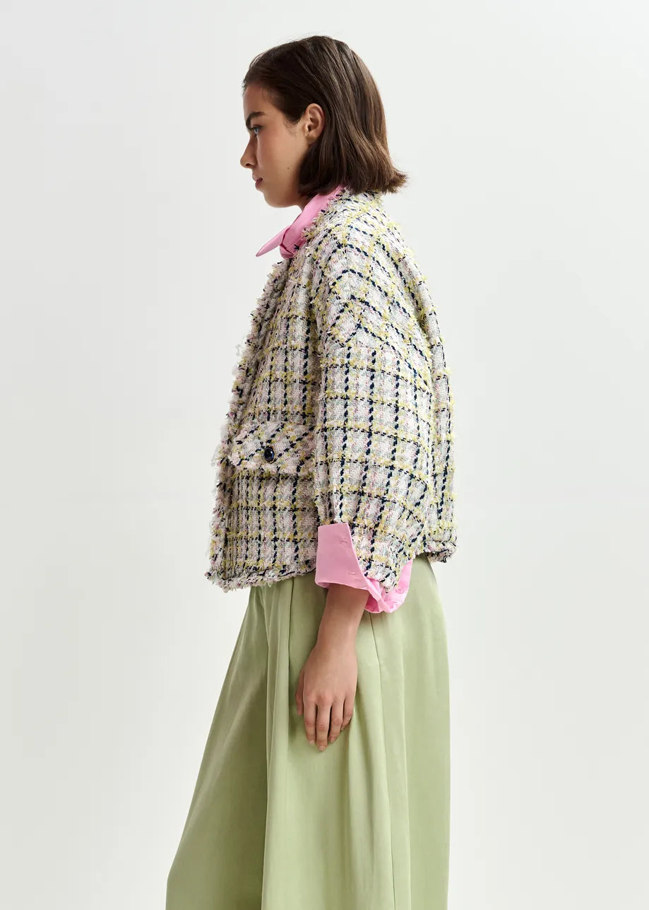 Jayden Oversized Boucle Jacket with Trim Detailing